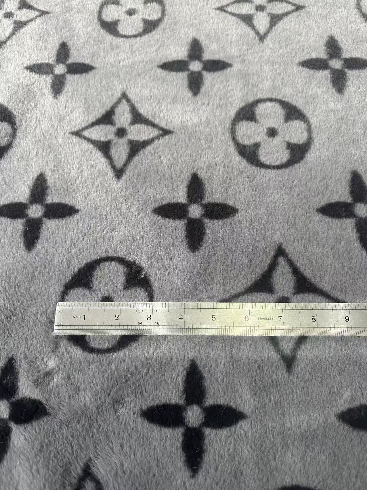 Big LV Design Gray NO LOGO Rabbit Plush Fabric, Cony Fabric For Handmade Clothing By Yard