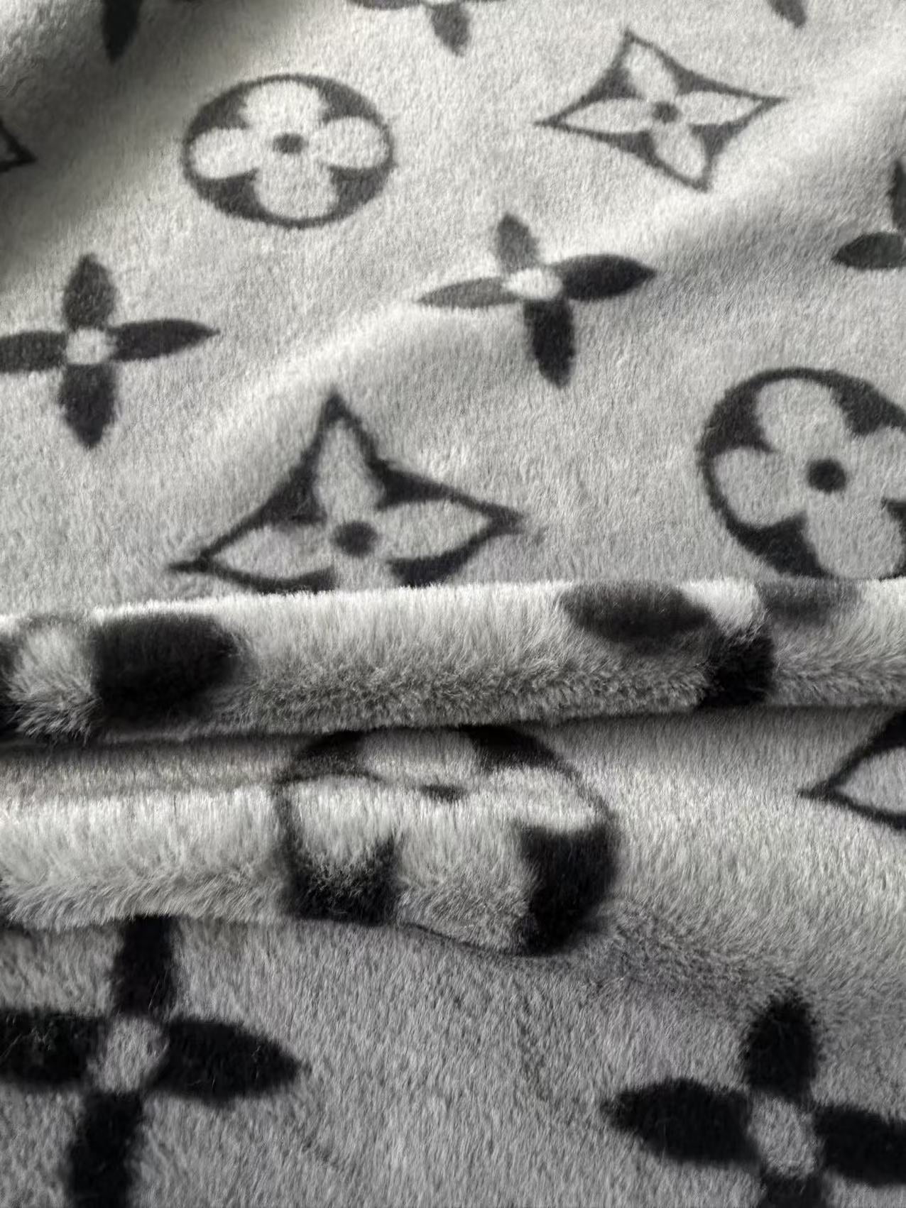 Big LV Design Gray NO LOGO Rabbit Plush Fabric, Cony Fabric For Handmade Clothing By Yard