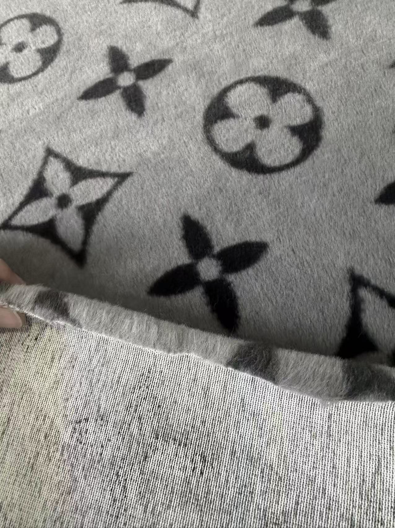 Big LV Design Gray NO LOGO Rabbit Plush Fabric, Cony Fabric For Handmade Clothing By Yard
