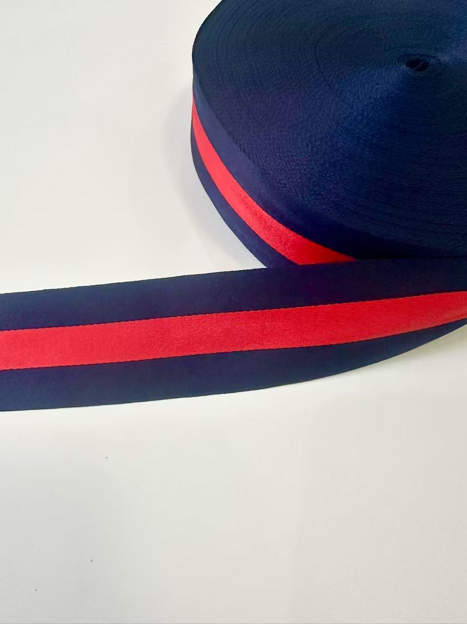 Craft Gucci 2 inch Strap ,Handmade Striped Ribbon Trim Embroidered For Handicrafts By Yard (Navy Blue With Red )