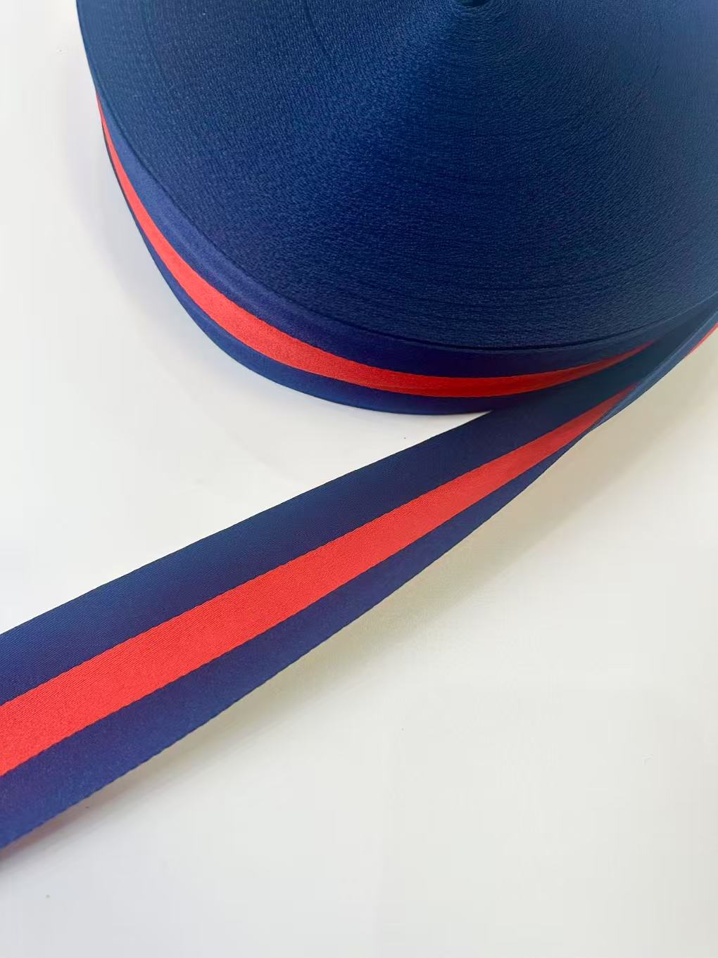 Craft Gucci 2 inch Strap ,Handmade Striped Ribbon Trim Embroidered For Handicrafts By Yard (Navy Blue With Red )