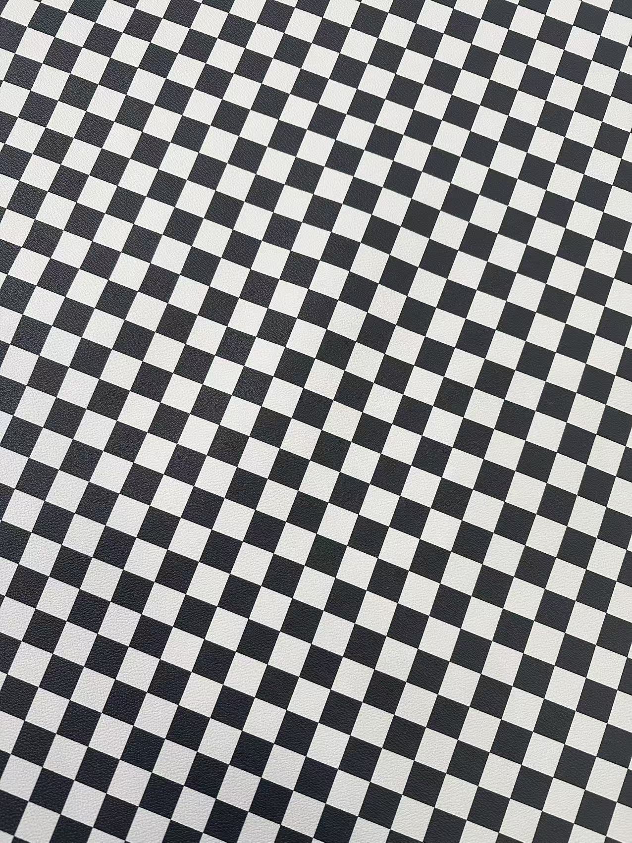 Fashion Black With White Plaid Leather For Handmade Goods
