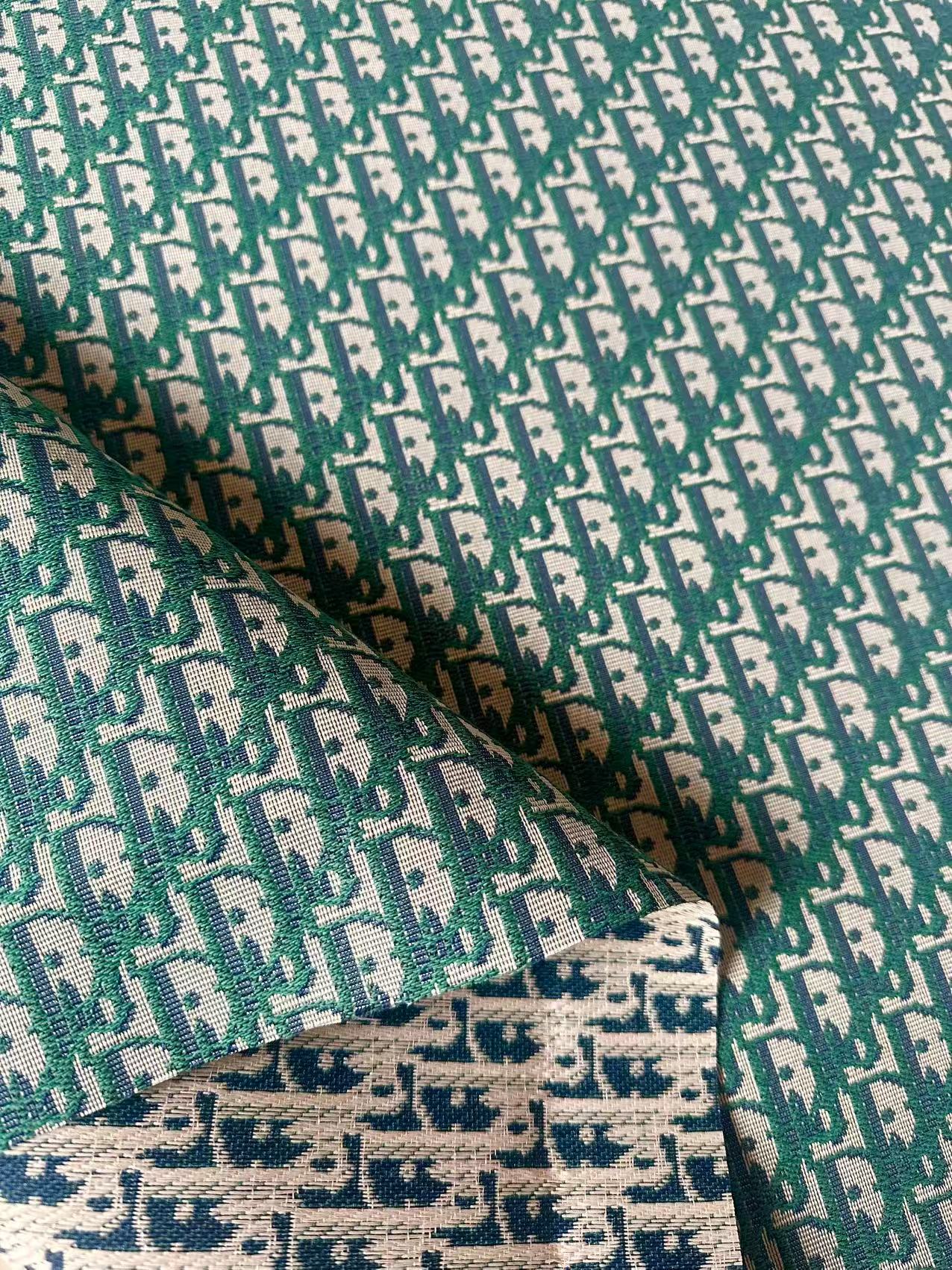 Craft Dior Canvas Jacquard Cloth Fabric For Handmade Bags, Sneaker, Hat Fabric By Yard(Green)