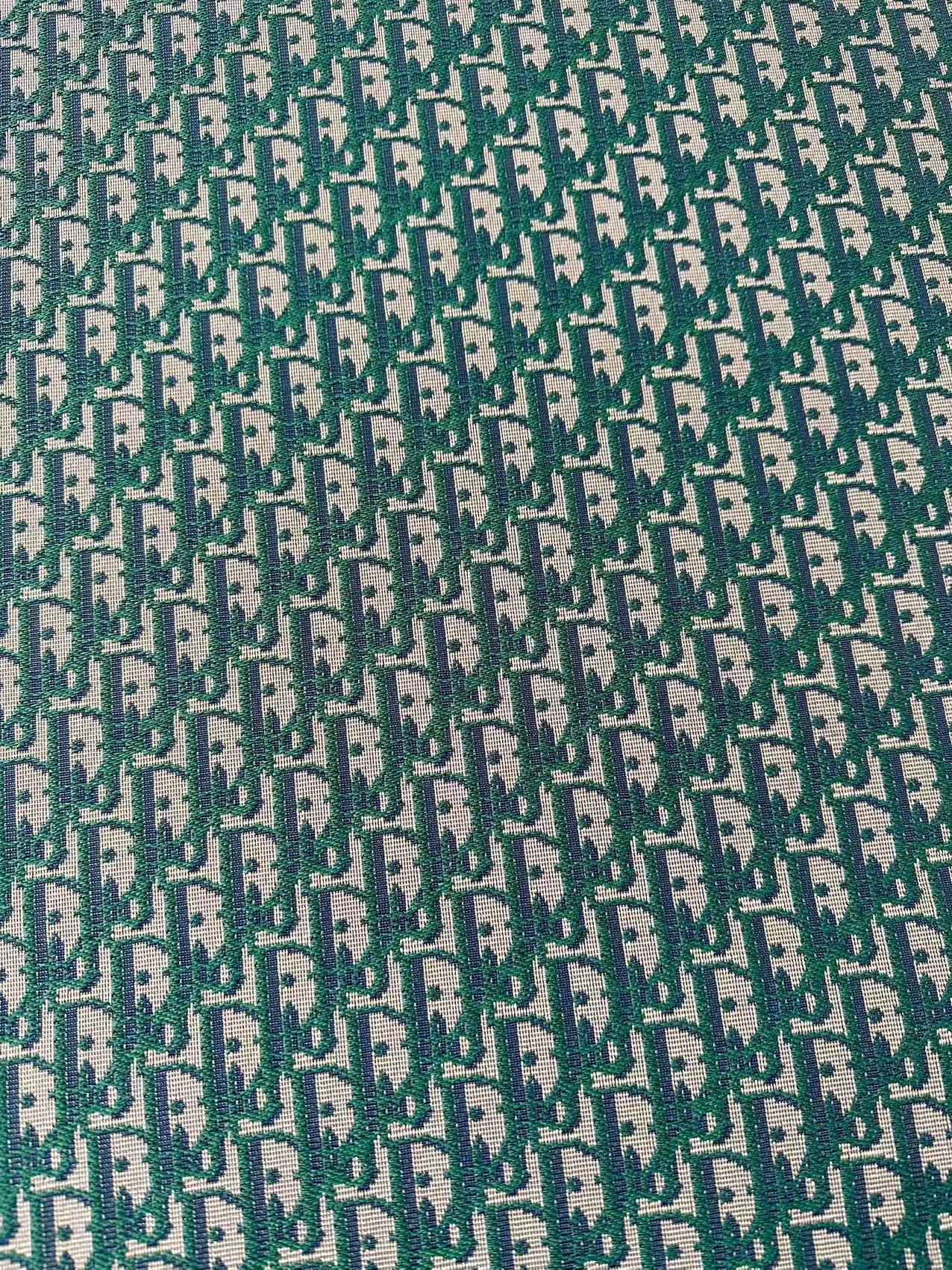 Craft Dior Canvas Jacquard Cloth Fabric For Handmade Bags, Sneaker, Hat Fabric By Yard(Green)