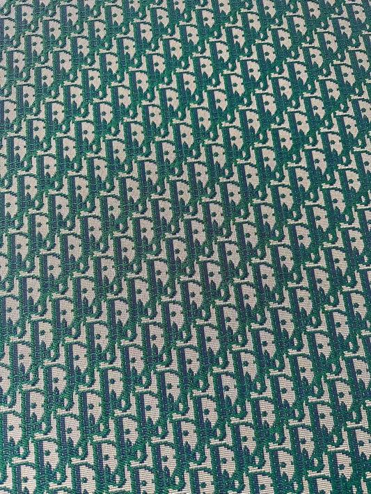 Craft Dior Canvas Jacquard Cloth Fabric For Handmade Bags, Sneaker, Hat Fabric By Yard(Green)