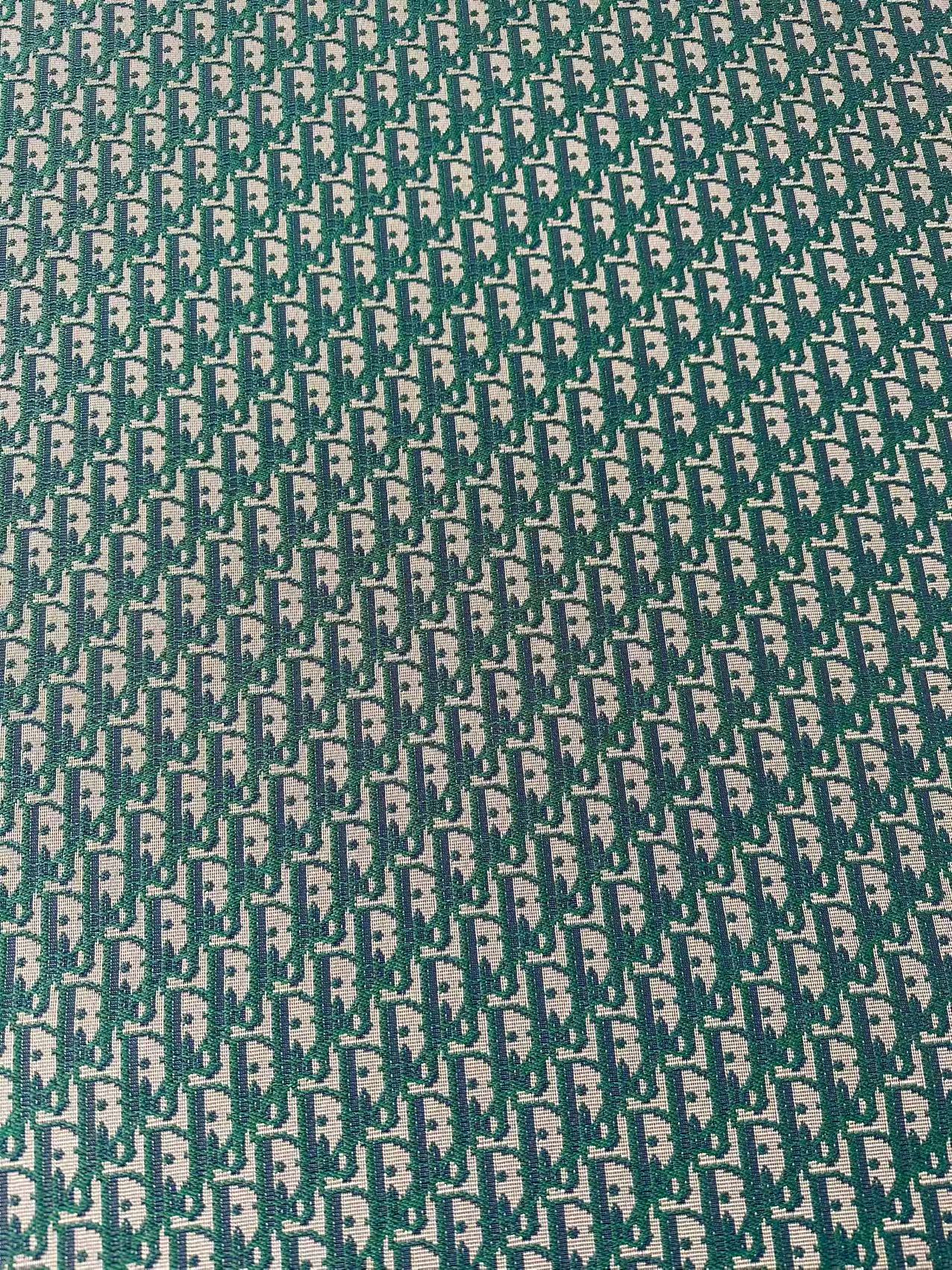 Craft Dior Canvas Jacquard Cloth Fabric For Handmade Bags, Sneaker, Hat Fabric By Yard(Green)