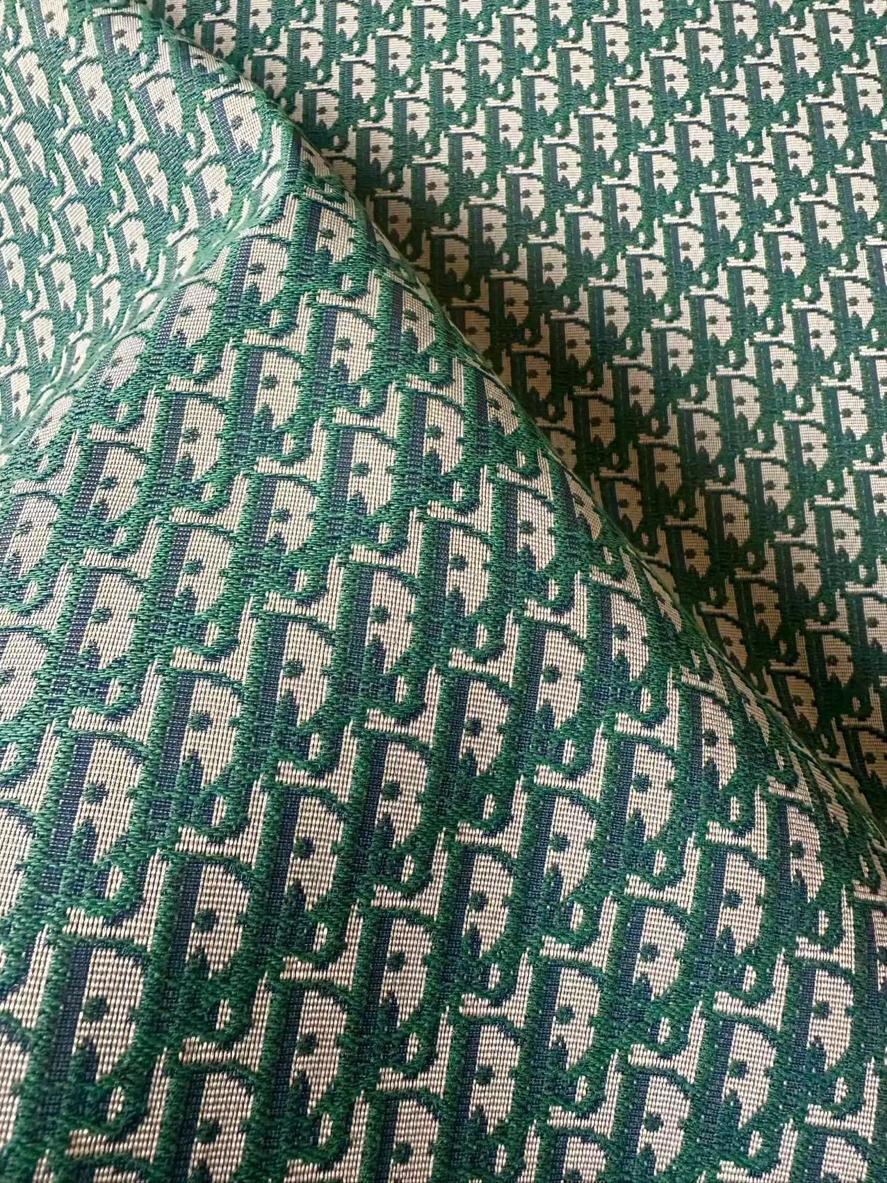 Craft Dior Canvas Jacquard Cloth Fabric For Handmade Bags, Sneaker, Hat Fabric By Yard(Green)