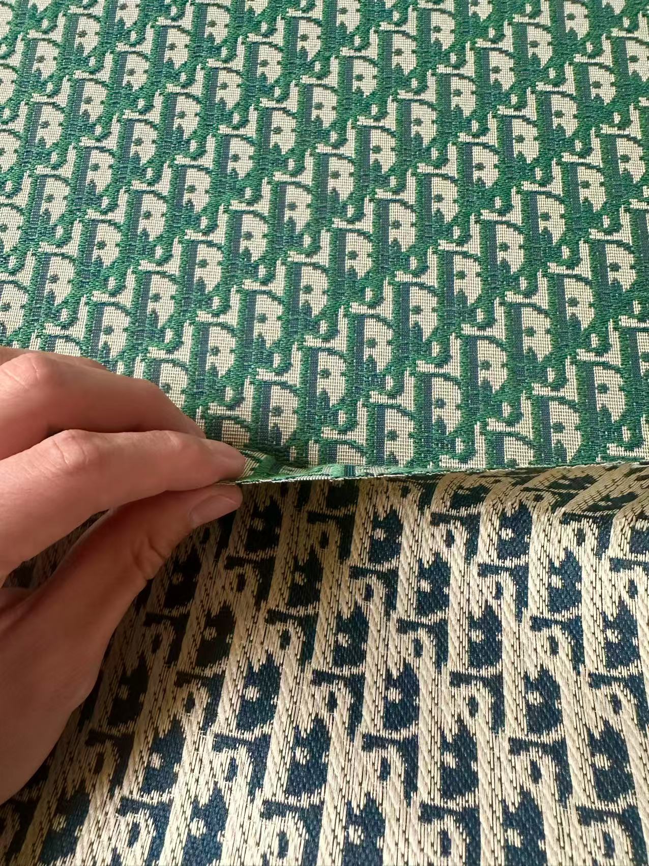 Craft Dior Canvas Jacquard Cloth Fabric For Handmade Bags, Sneaker, Hat Fabric By Yard(Green)