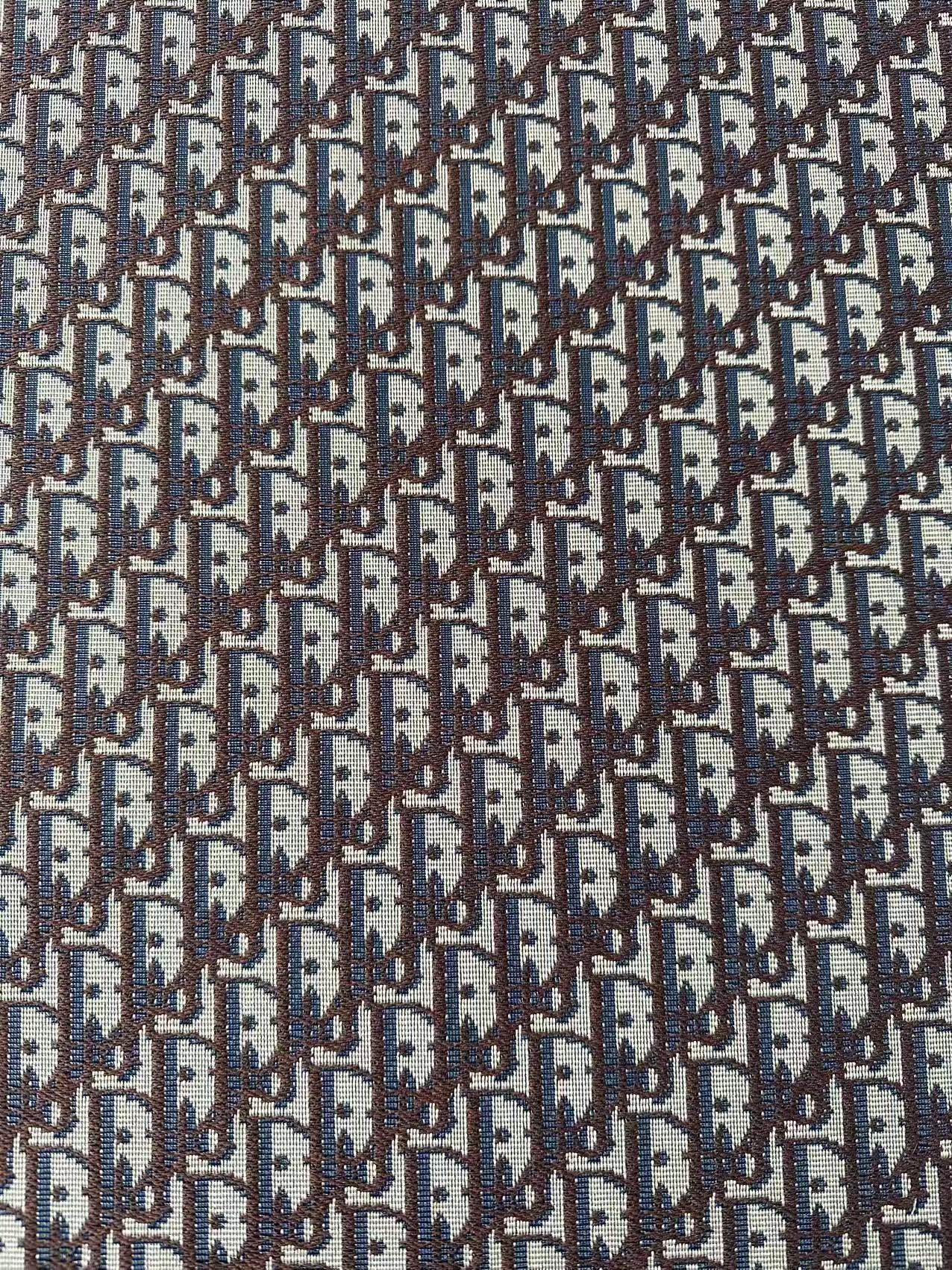 Craft Dior Canvas Jacquard Cloth Fabric For Handmade Bags, Sneaker, Hat Fabric By Yard(Coffee)