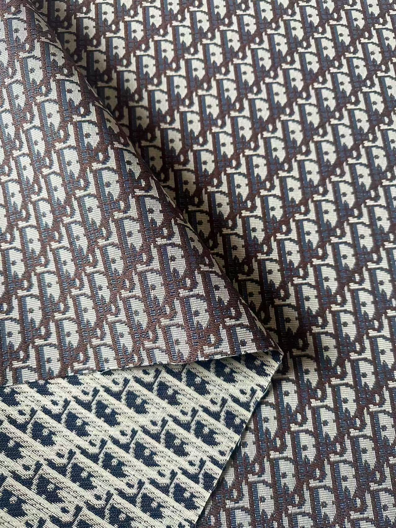 Craft Dior Canvas Jacquard Cloth Fabric For Handmade Bags, Sneaker, Hat Fabric By Yard(Coffee)