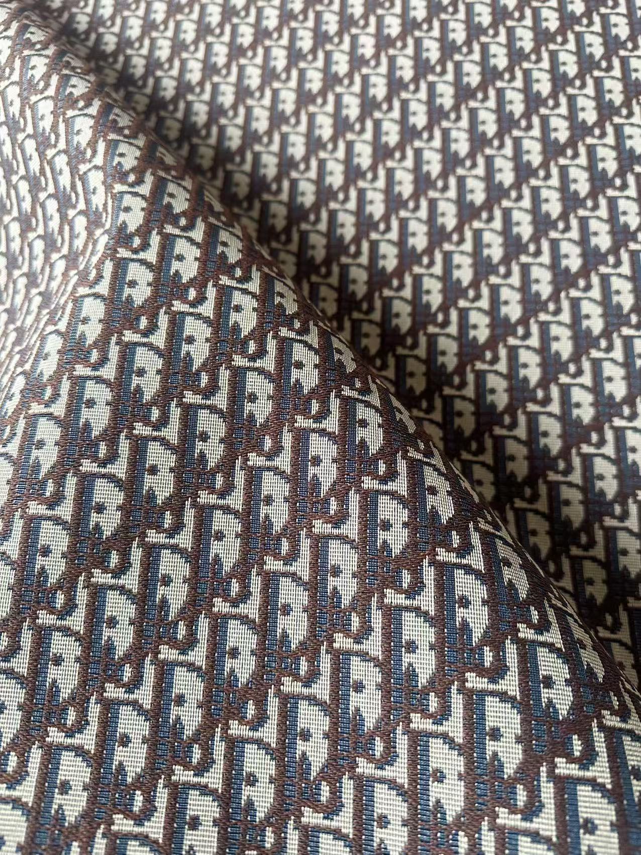 Craft Dior Canvas Jacquard Cloth Fabric For Handmade Bags, Sneaker, Hat Fabric By Yard(Coffee)