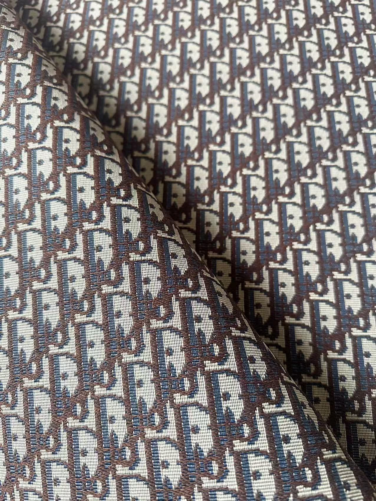 Craft Dior Canvas Jacquard Cloth Fabric For Handmade Bags, Sneaker, Hat Fabric By Yard(Coffee)