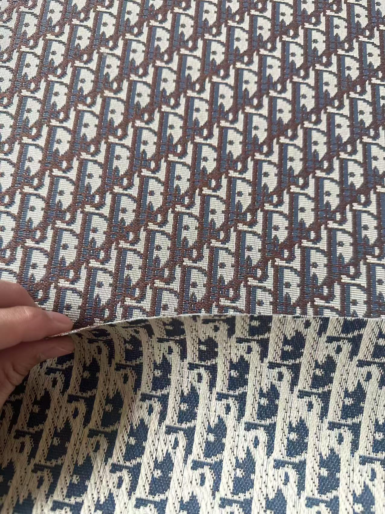 Craft Dior Canvas Jacquard Cloth Fabric For Handmade Bags, Sneaker, Hat Fabric By Yard(Coffee)