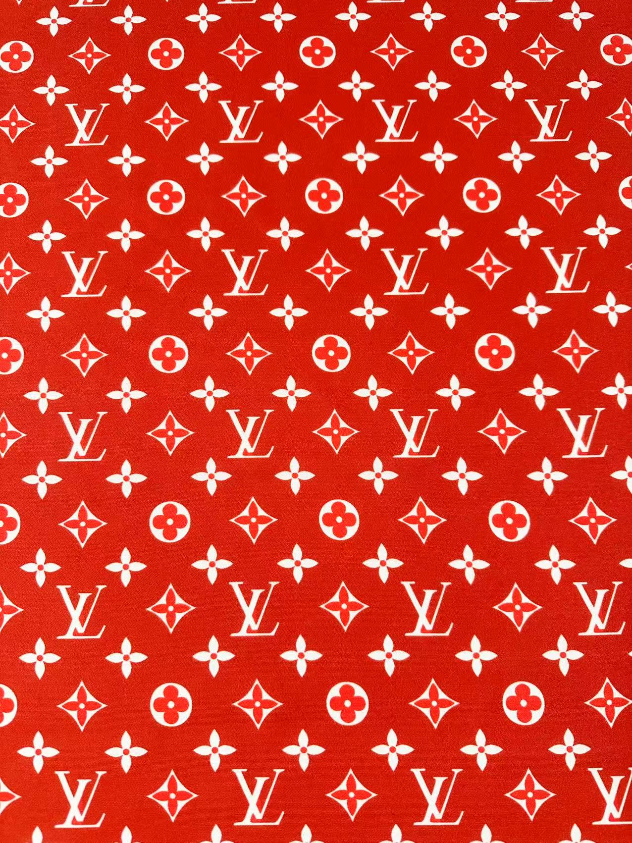 Craft Red With White LV Cotton And Polyester Cloth Fabric For DIY Handicraft Apparel