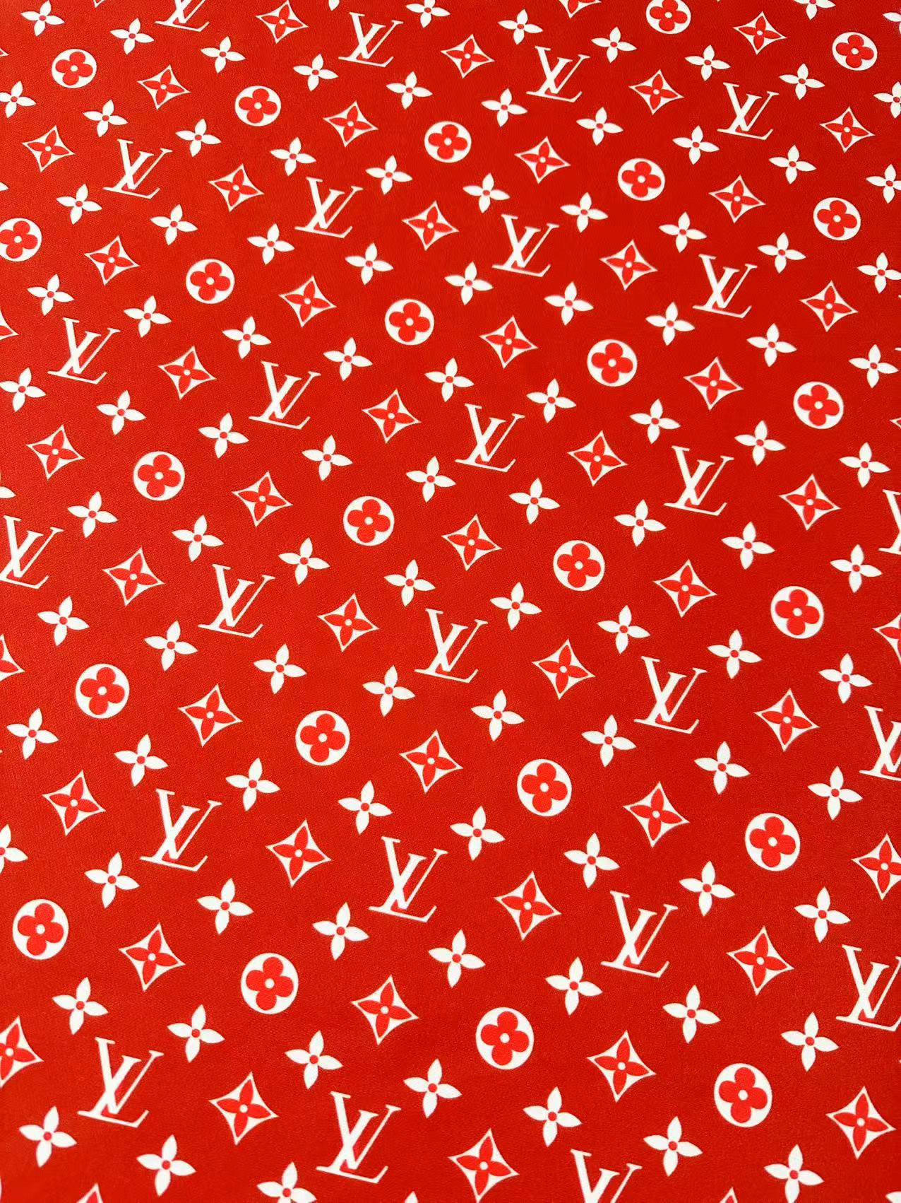 Craft Red With White LV Cotton And Polyester Cloth Fabric For DIY Handicraft Apparel