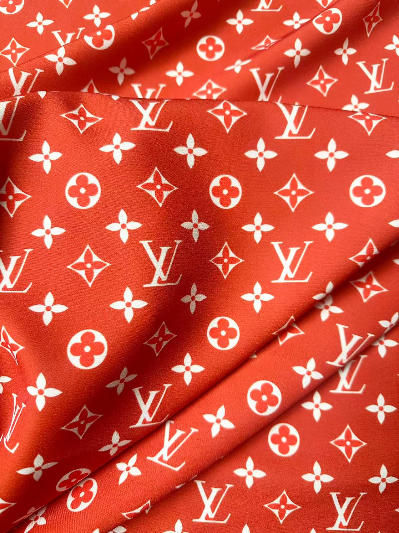 Craft Red With White LV Cotton And Polyester Cloth Fabric For DIY Handicraft Apparel