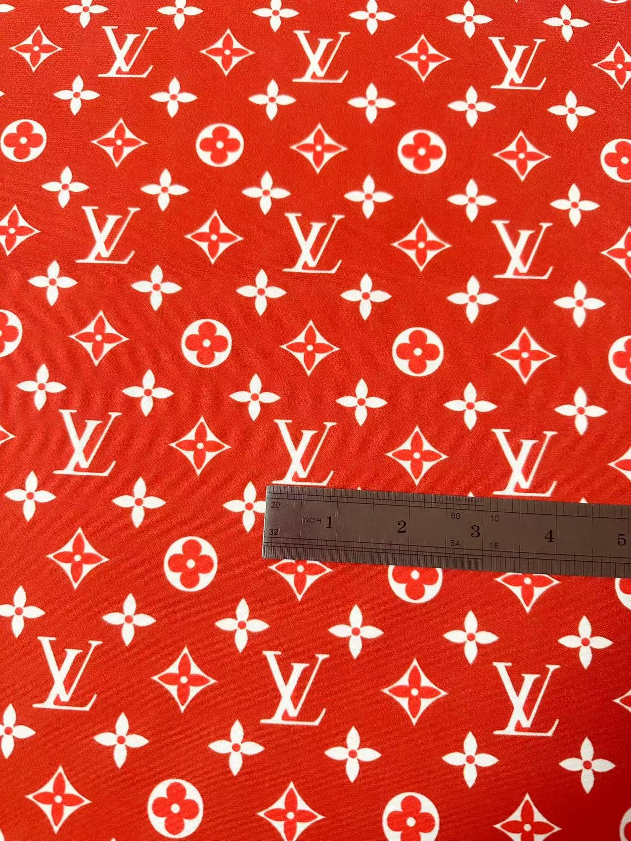 Craft Red With White LV Cotton And Polyester Cloth Fabric For DIY Handicraft Apparel