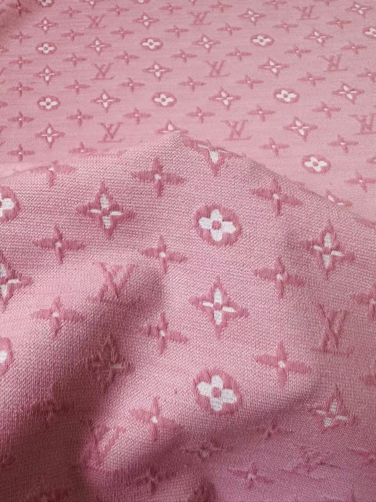 Fashion Pink LV Embossed Jacquard Cloth Fabric For Handmade Clothing By Yard