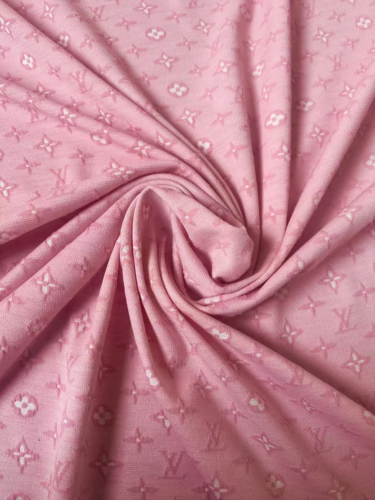 Fashion Pink LV Embossed Jacquard Cloth Fabric For Handmade Clothing By Yard