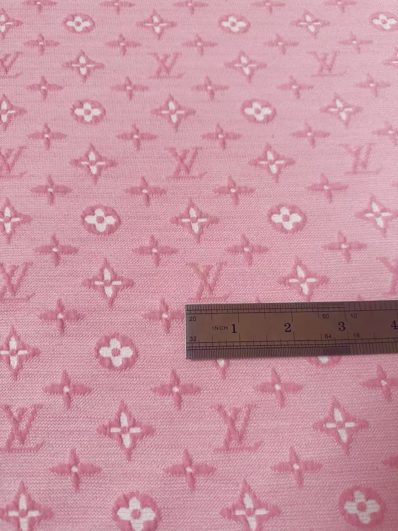Fashion Pink LV Embossed Jacquard Cloth Fabric For Handmade Clothing By Yard