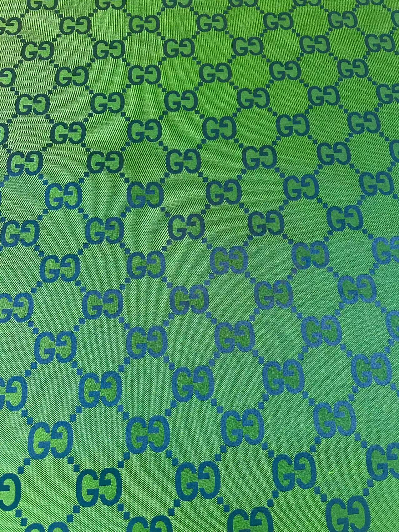 Classic 2.3 Inch Gucci Canvas Jacquard Cloth Fabric For Sewing Handicraft By Yards (Green)