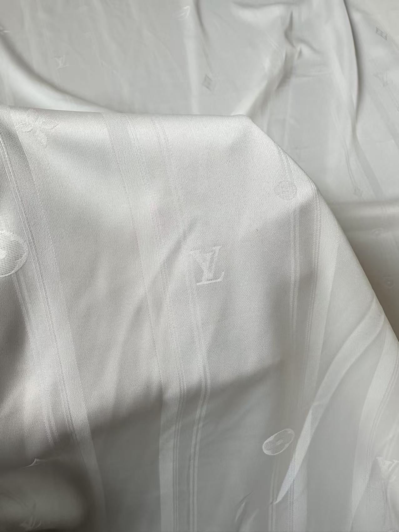 Craft LV White Silk Jacquard Cloth Fabric For Sewing Clothing By Yard