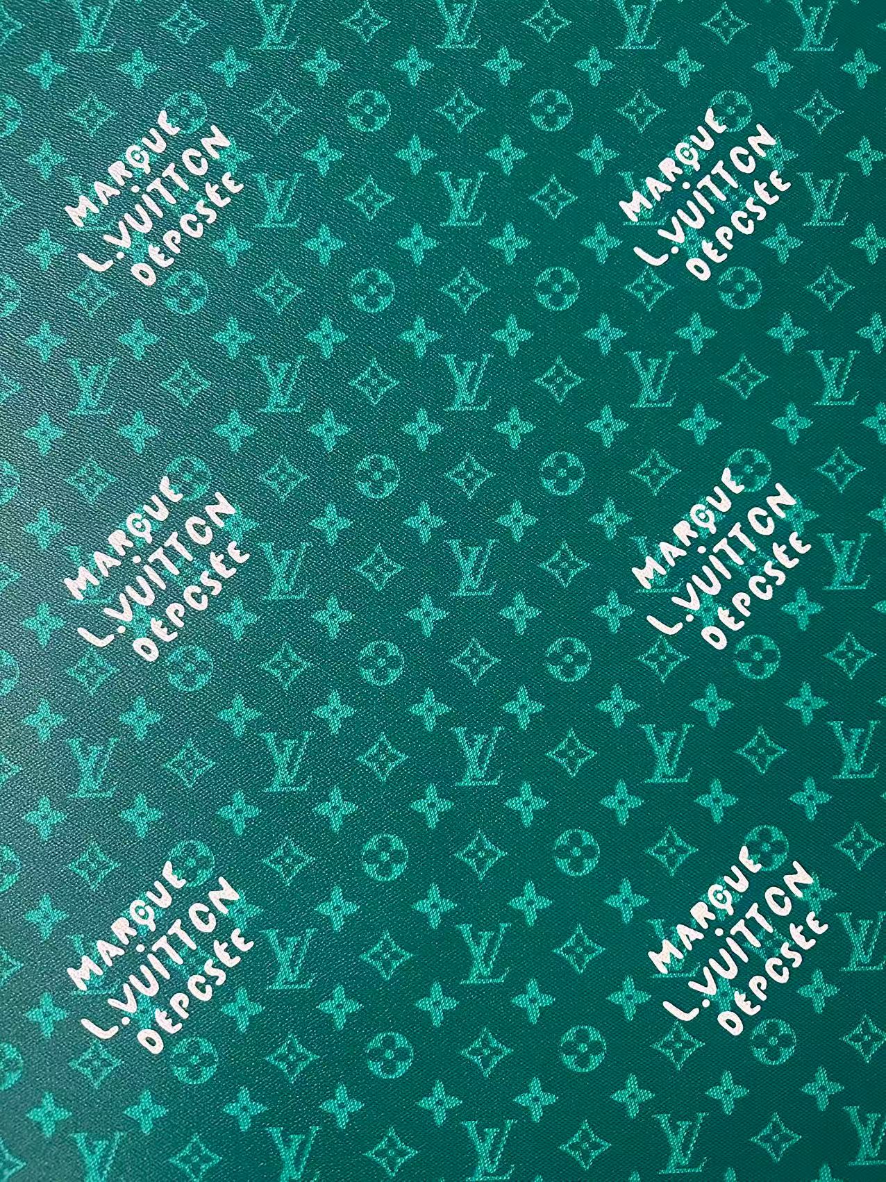 Craft Best Quality Green LV Vinyl Leather For Handmade Sneaker,Upholstery,Furniture By Yard