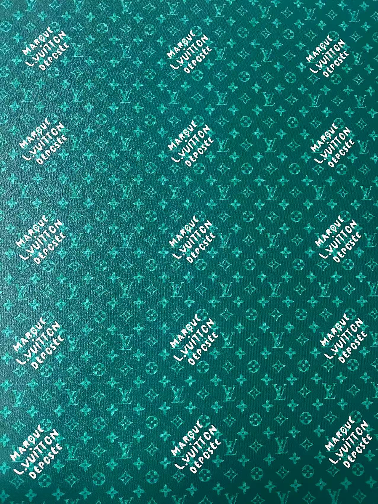 Craft Best Quality Green LV Vinyl Leather For Handmade Sneaker,Upholstery,Furniture By Yard