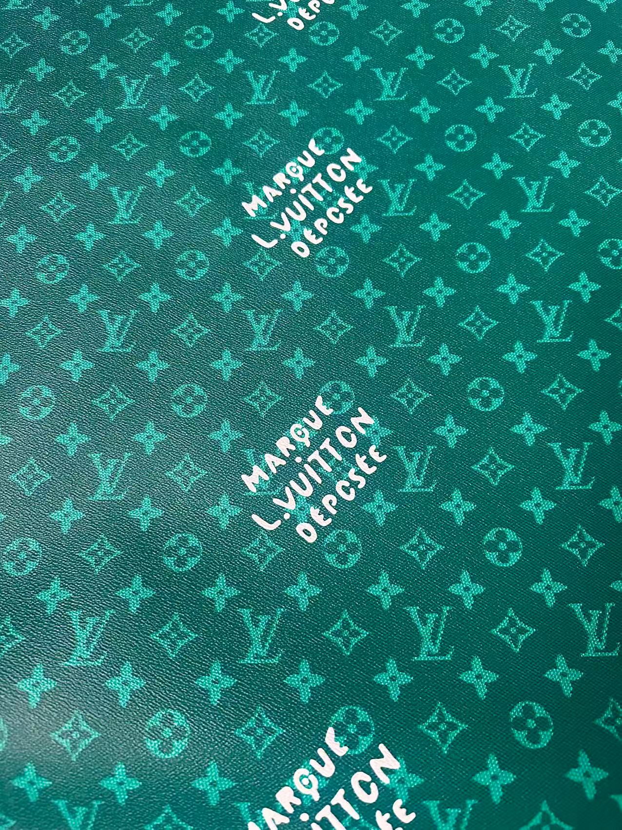 Craft Best Quality Green LV Vinyl Leather For Handmade Sneaker,Upholstery,Furniture By Yard