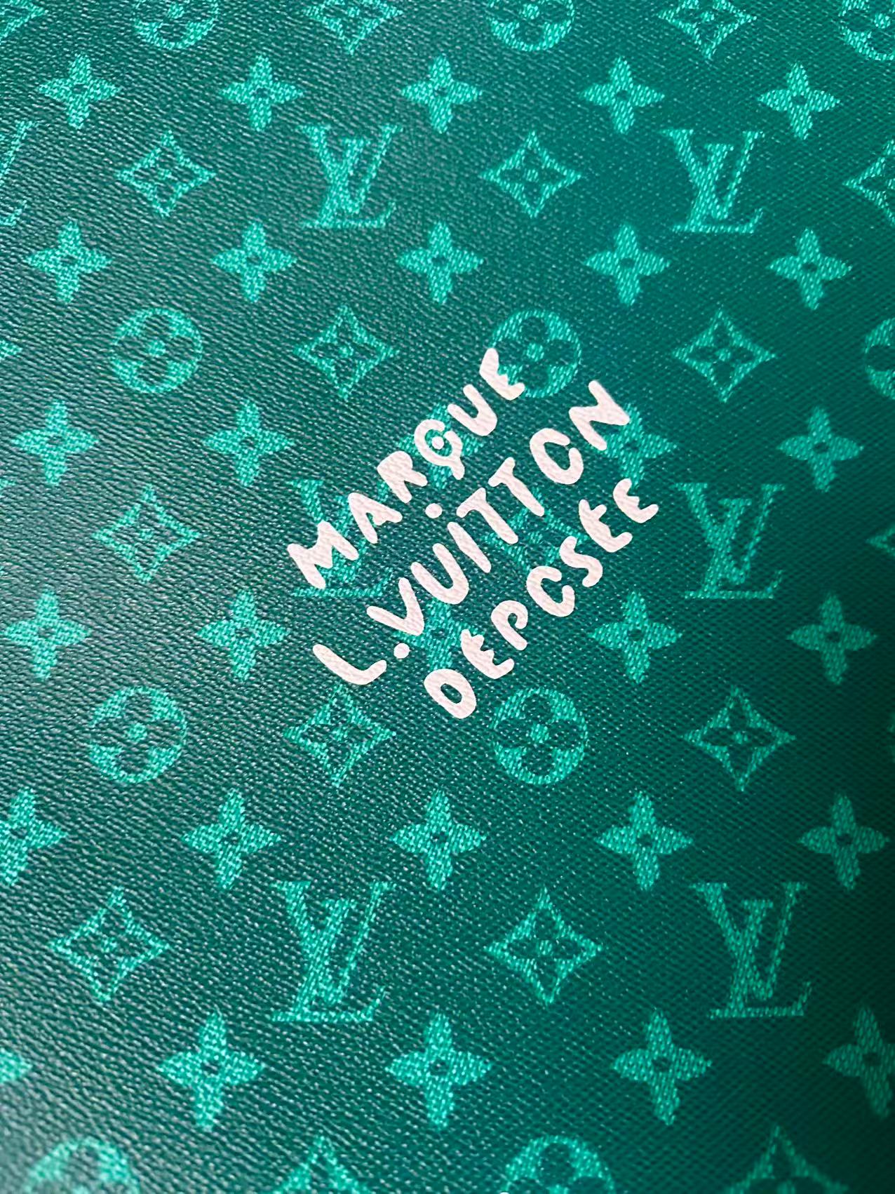 Craft Best Quality Green LV Vinyl Leather For Handmade Sneaker,Upholstery,Furniture By Yard