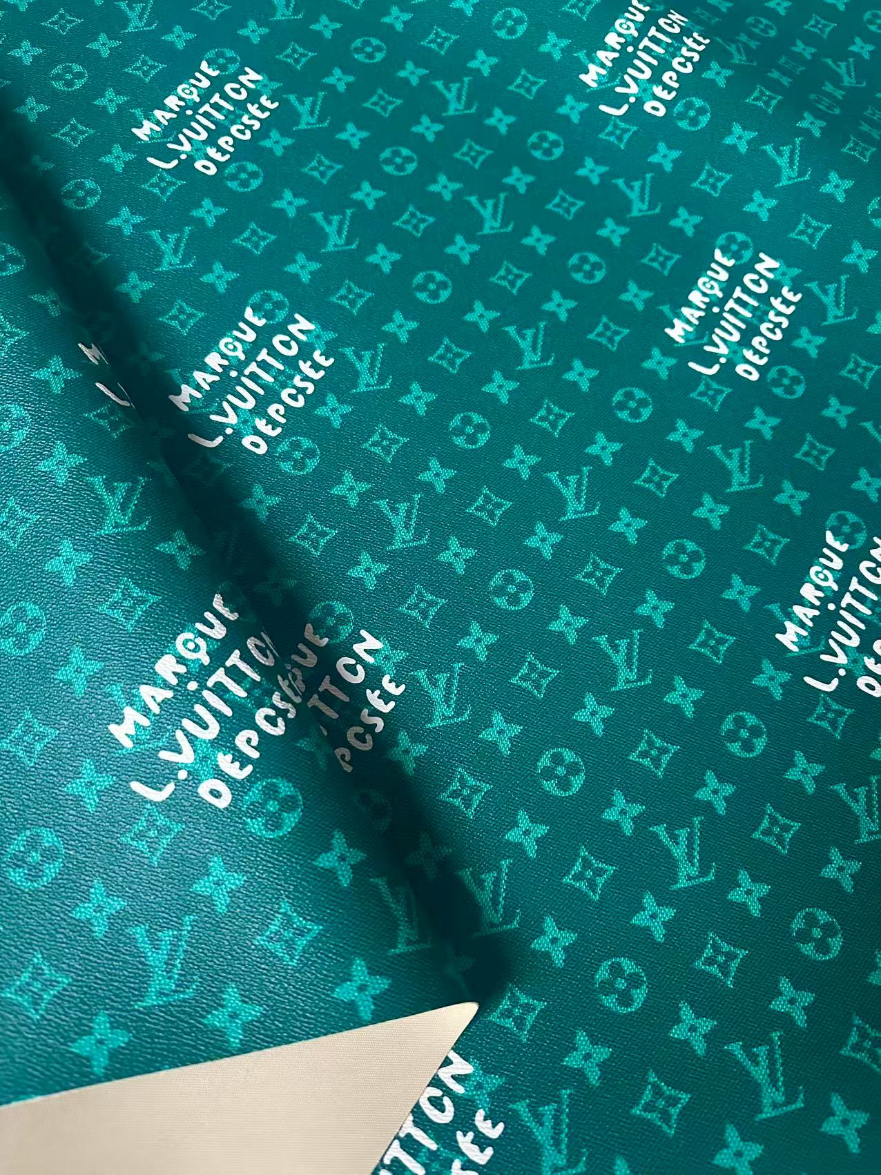 Craft Best Quality Green LV Vinyl Leather For Handmade Sneaker,Upholstery,Furniture By Yard