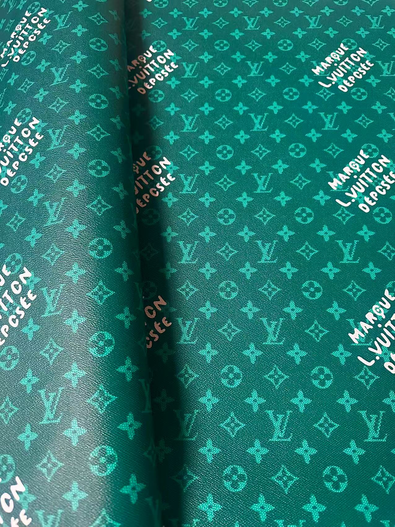 Craft Best Quality Green LV Vinyl Leather For Handmade Sneaker,Upholstery,Furniture By Yard