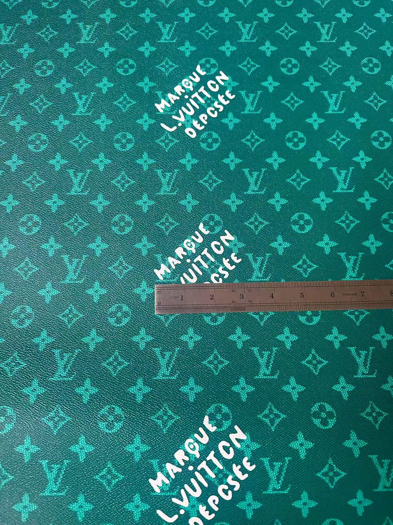 Craft Best Quality Green LV Vinyl Leather For Handmade Sneaker,Upholstery,Furniture By Yard