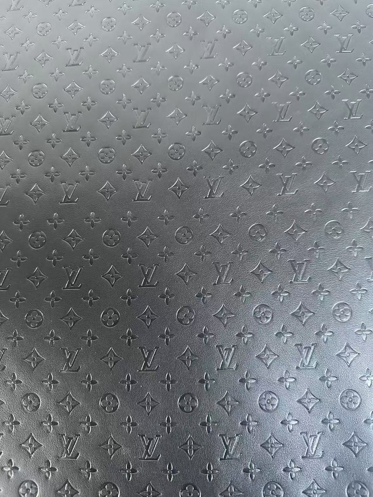Craft 0.5 Inch LV Black Embossed Leather For Handmade Upholstery,Shoes Goods By Yard