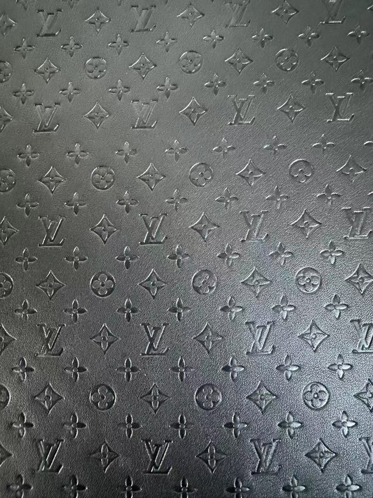 Craft 0.5 Inch LV Black Embossed Leather For Handmade Upholstery,Shoes Goods By Yard