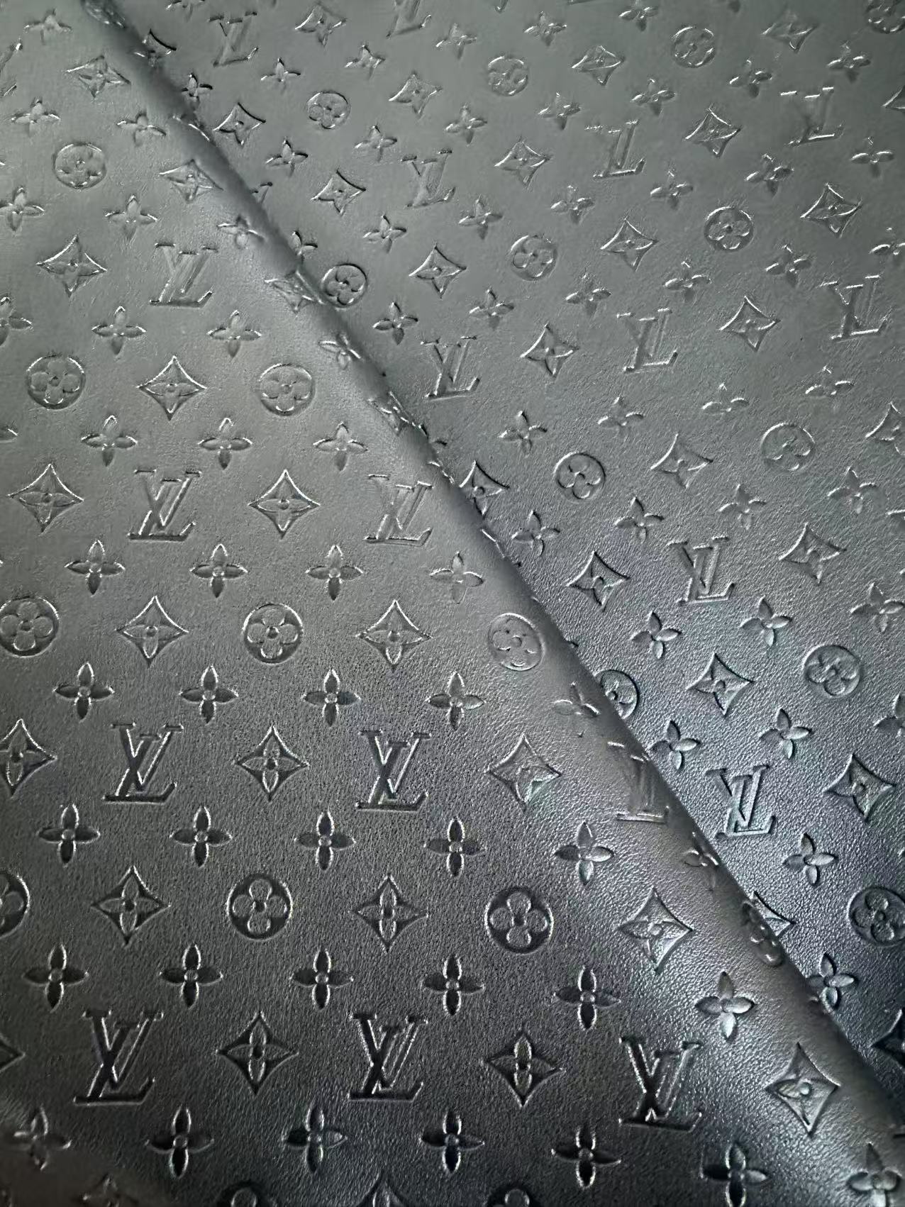 Craft 0.5 Inch LV Black Embossed Leather For Handmade Upholstery,Shoes Goods By Yard