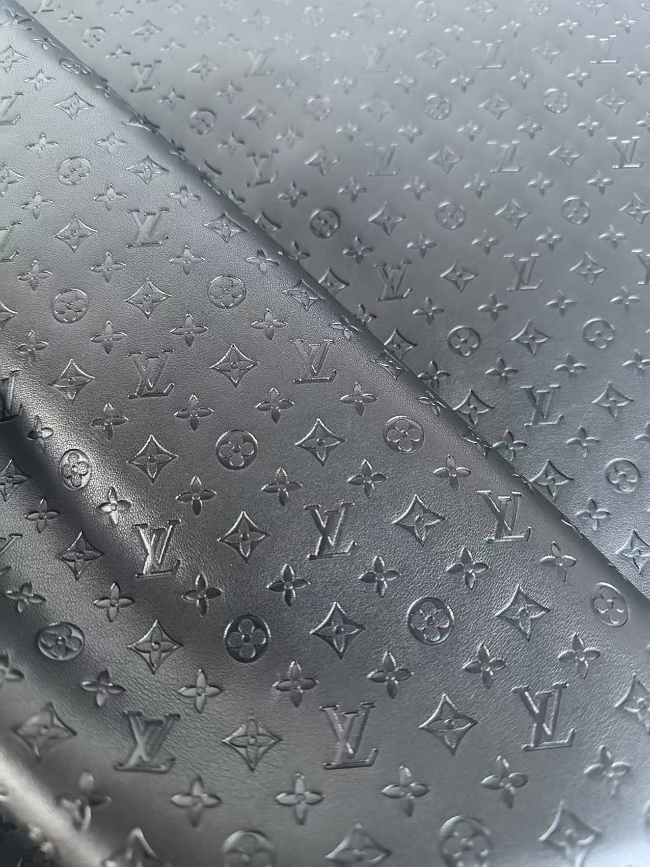 Craft 0.5 Inch LV Black Embossed Leather For Handmade Upholstery,Shoes Goods By Yard