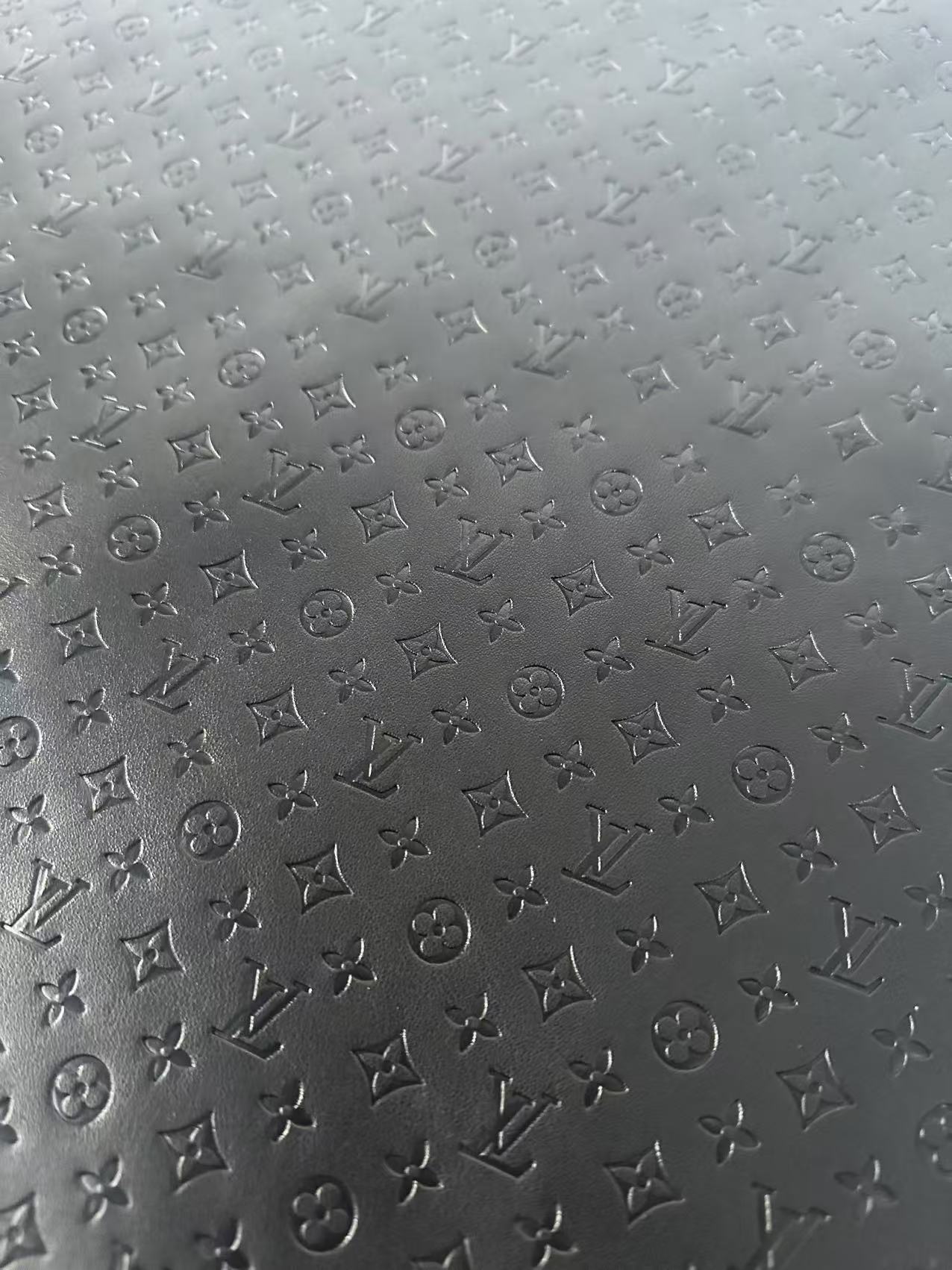Craft 0.5 Inch LV Black Embossed Leather For Handmade Upholstery,Shoes Goods By Yard