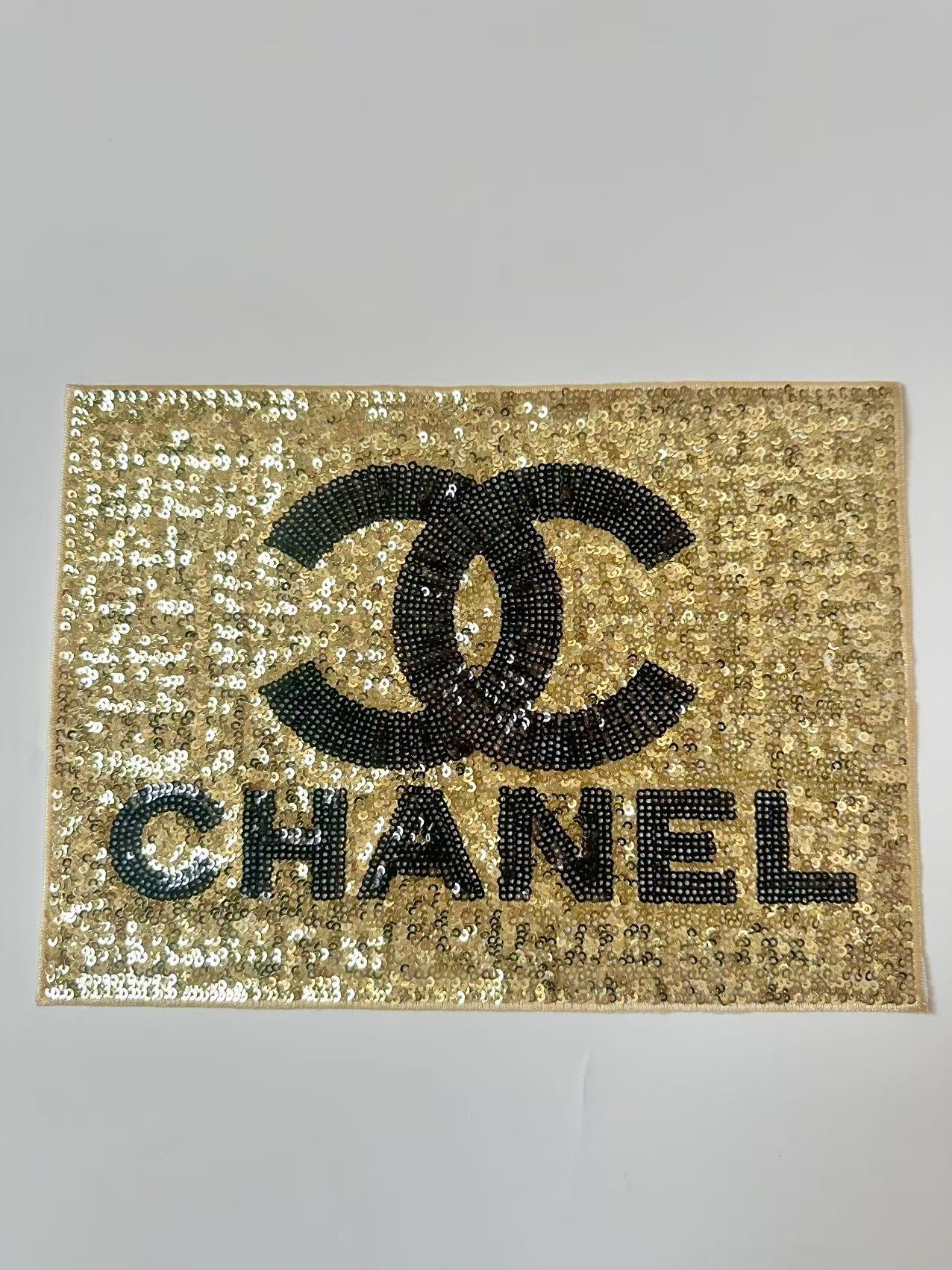 Craft Chanel 10"x7.2" Rectangle Embroidery Sequins Patches For Handmade Apparel