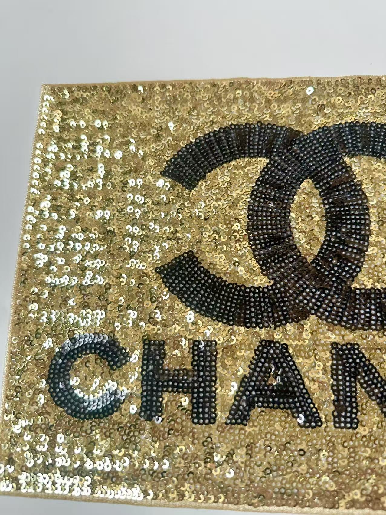 Craft Chanel 10"x7.2" Rectangle Embroidery Sequins Patches For Handmade Apparel