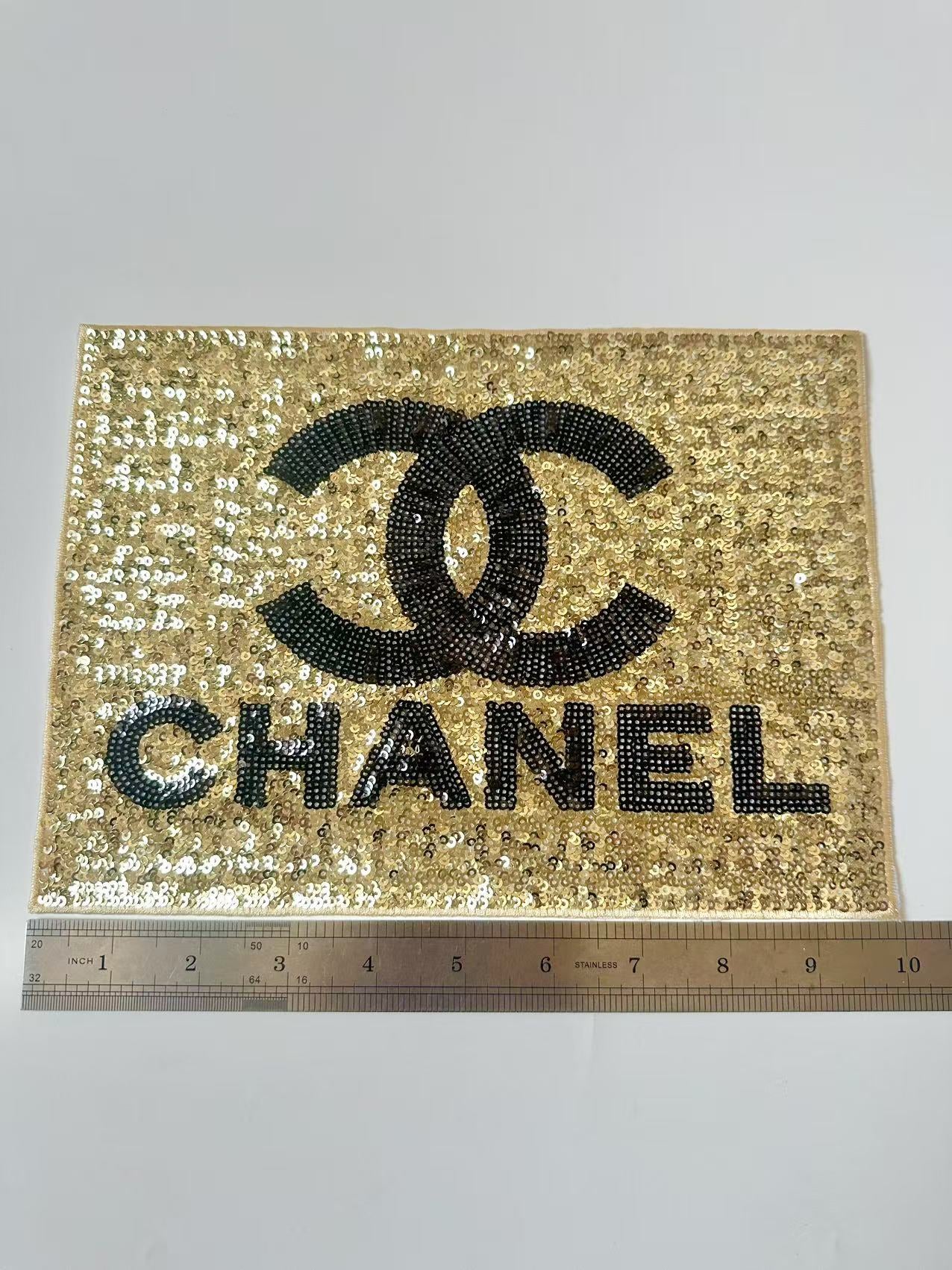 Craft Chanel 10"x7.2" Rectangle Embroidery Sequins Patches For Handmade Apparel