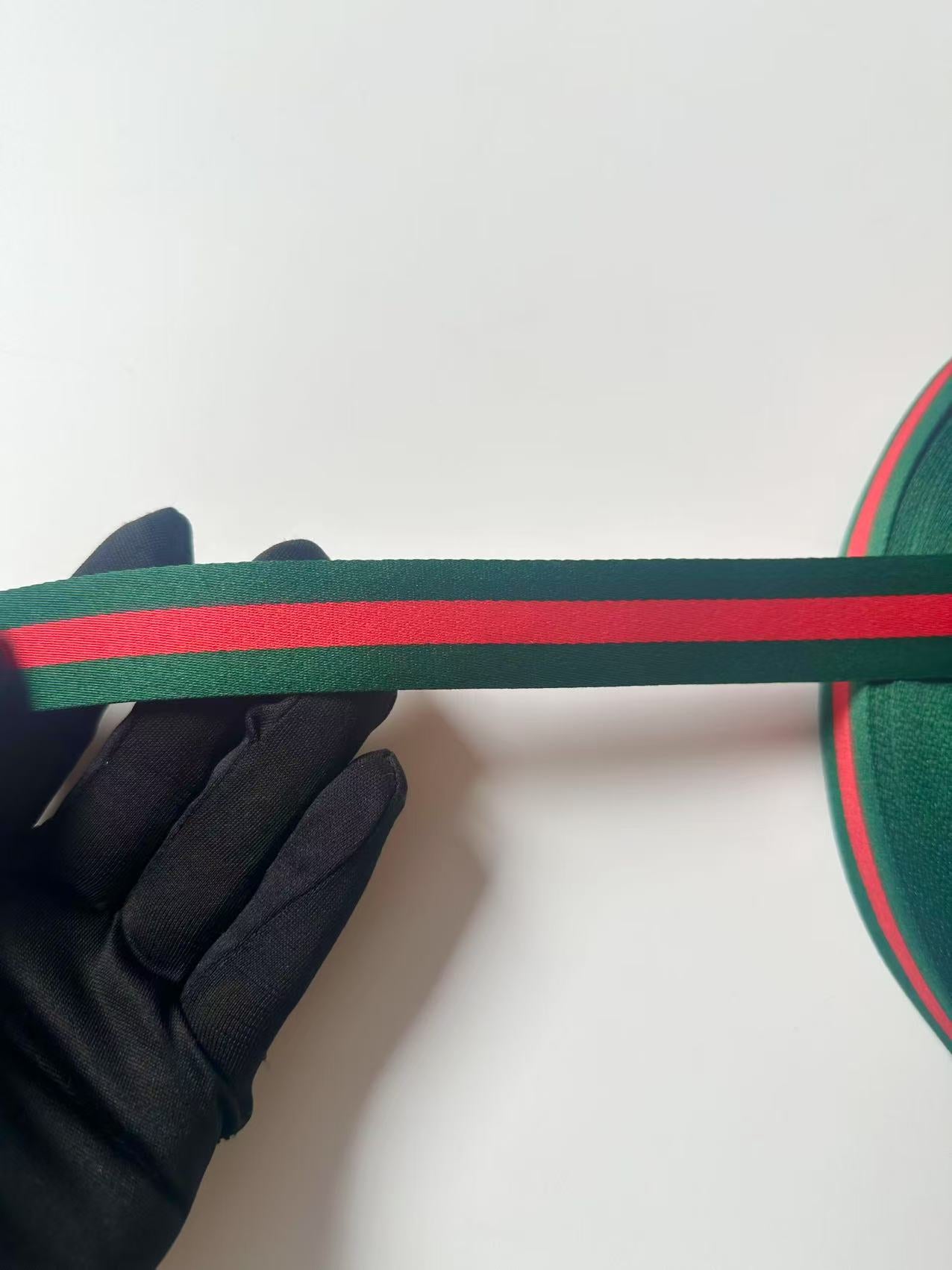 Craft Gucci 1 inch Strap ,Handmade Striped Ribbon Trim Embroidered For shoes ,Bags ,Handicrafts By Yard (Green with Red )