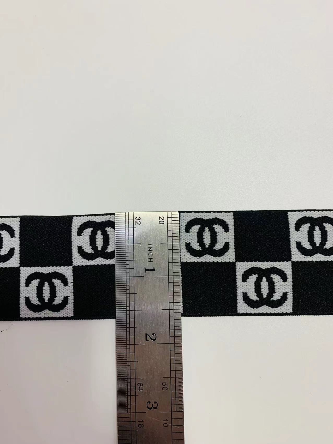 Black With White 1.6 inch Strap ,Elastic Ribbon Trim Embroidered For Handicrafts By Yard