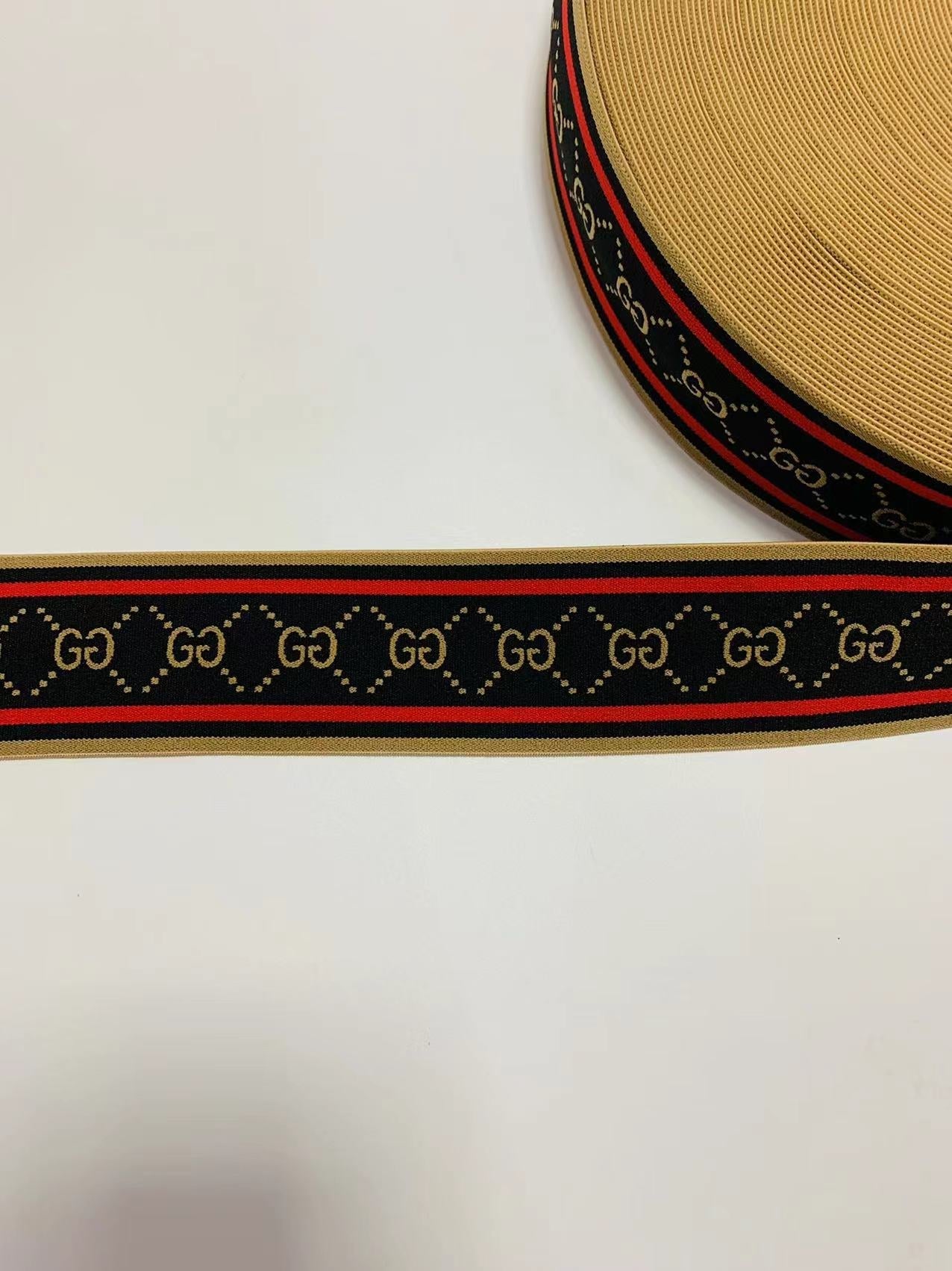 Fashion Gucci Black With Red 2 inch Strap ,Elastic Ribbon Trim Embroidered For Handicrafts By Yard