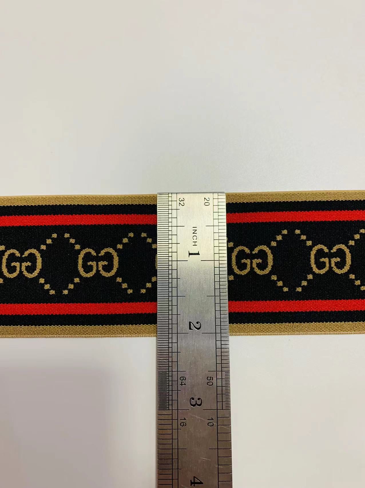 Fashion Gucci Black With Red 2 inch Strap ,Elastic Ribbon Trim Embroidered For Handicrafts By Yard