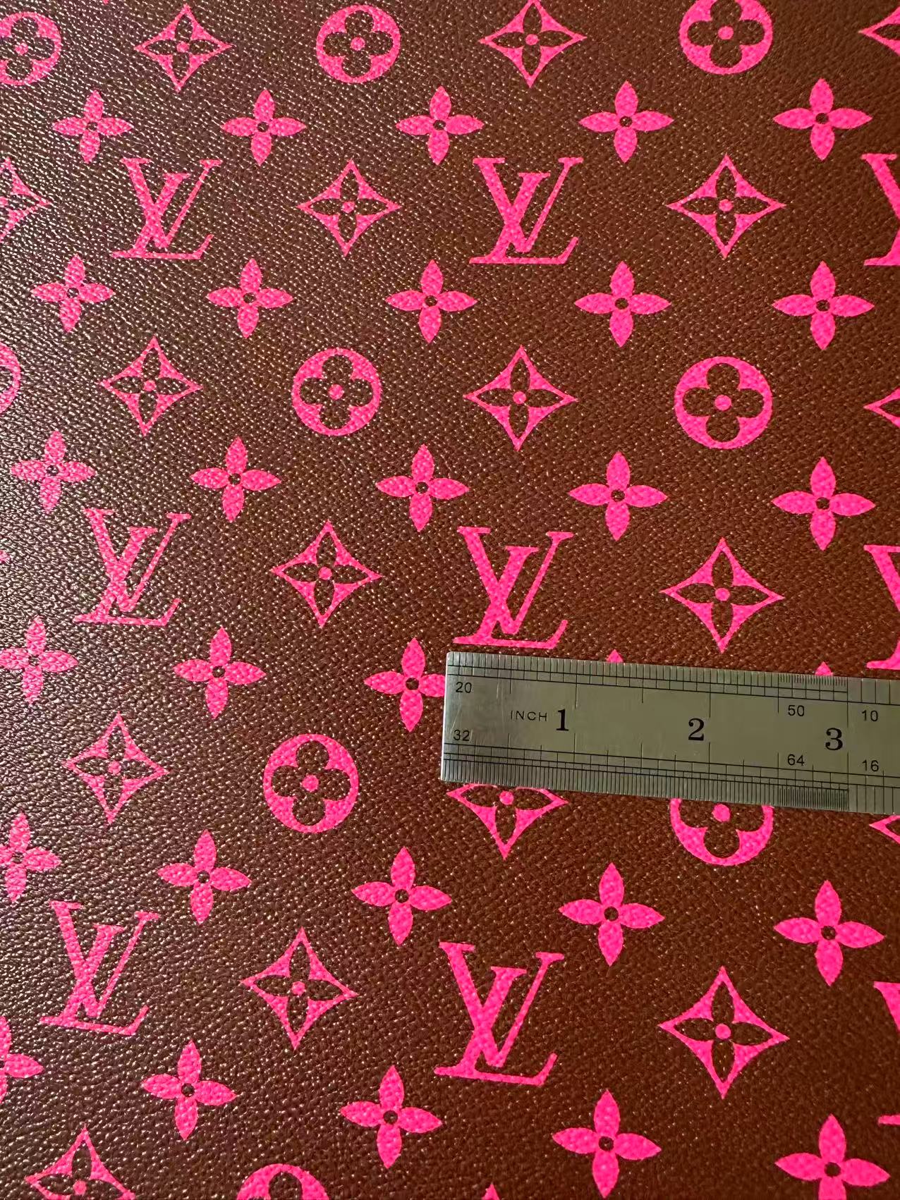 Fashion Hot Pink With Burnt Brown Vinyl Leather for Handmade Shoes ,Bags,Handicraft Goods By Yard