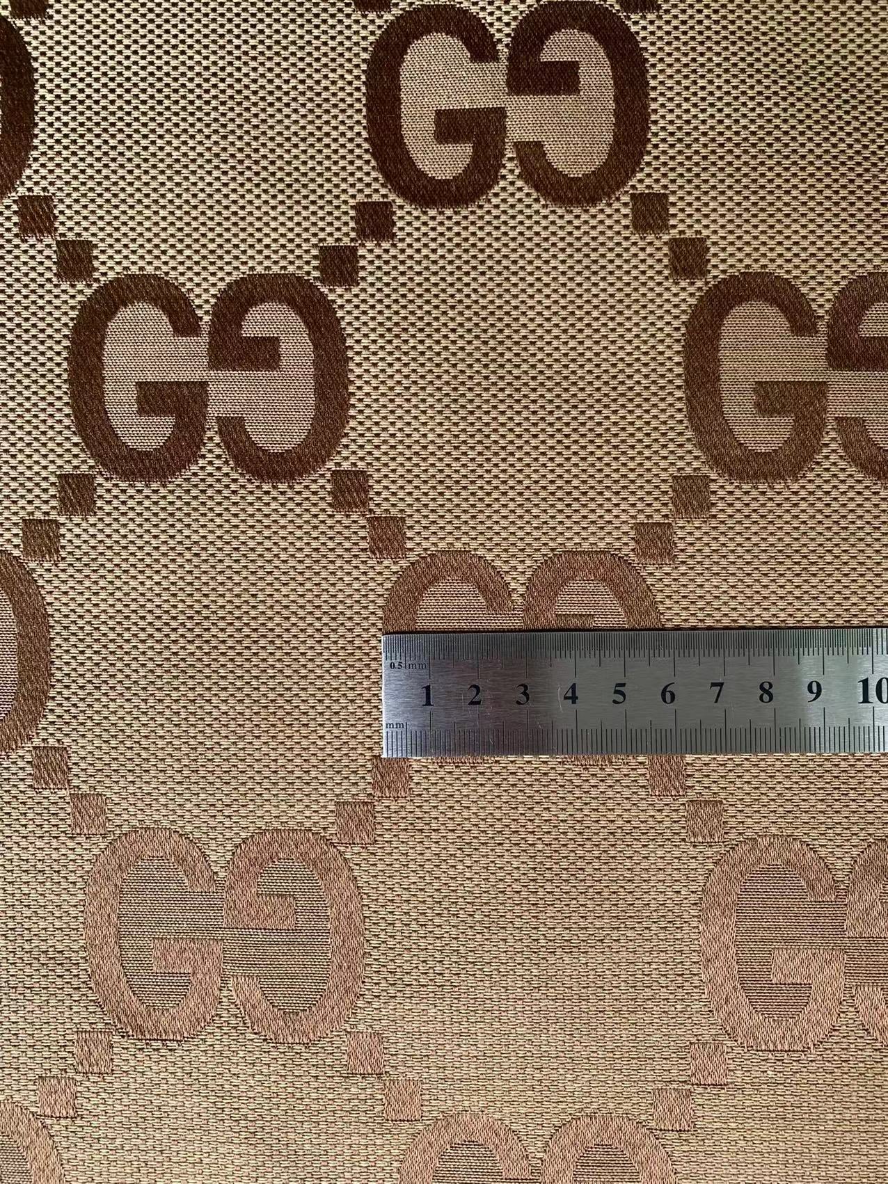 Classic 2.3 Inch Canvas Jacquard Cloth Fabric, GG Fabric,Handmade Clothing ,Fashion Sewing DIY Bags Fabric Shoes Fabric Hat Fabric Gucci Design By Yards (Yellow)
