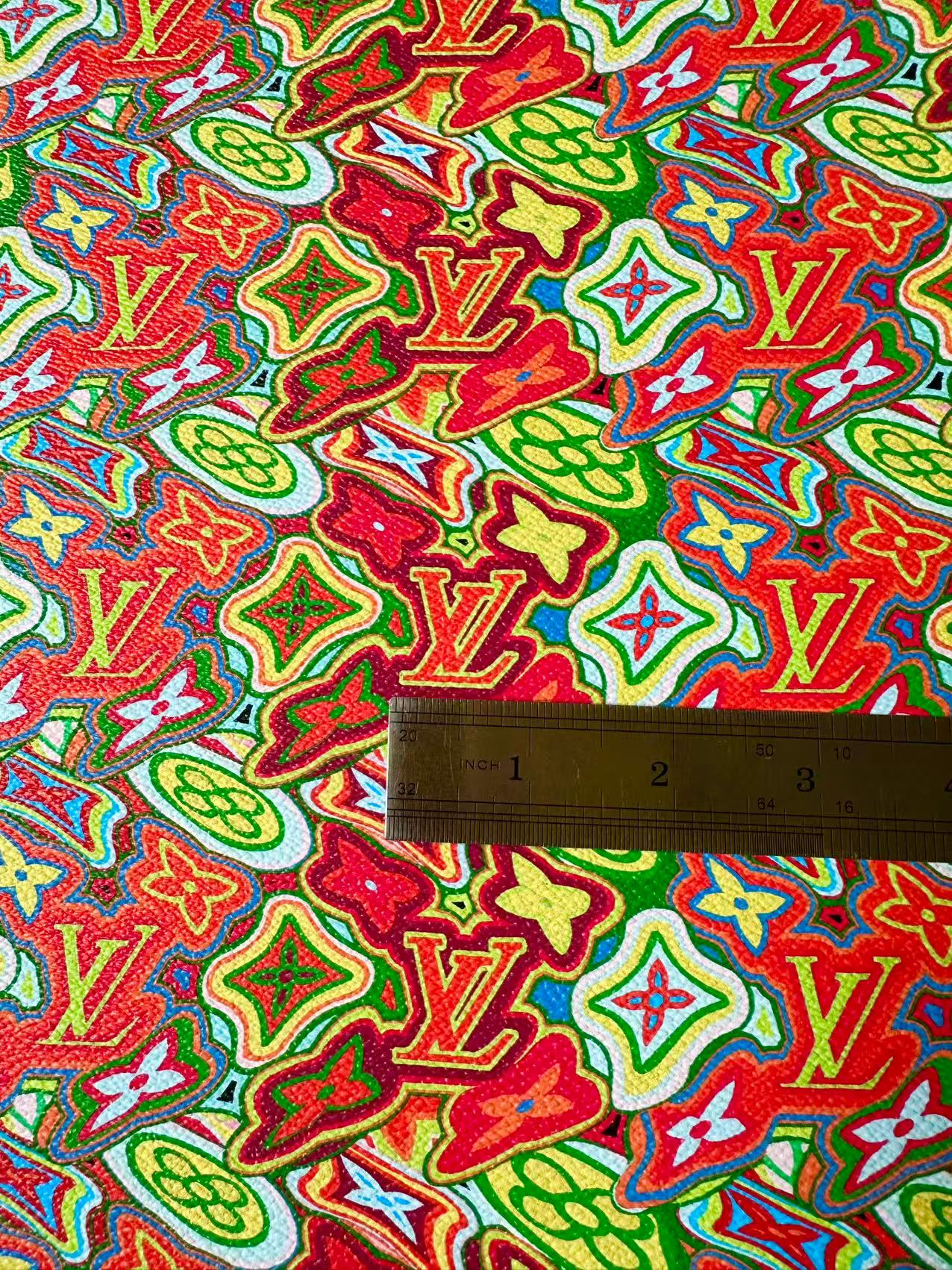 Classic LV Vinyl Geometric Leather Case Fabric For Handmade Bag ,Shoes,Sneaker Fabric By Yard