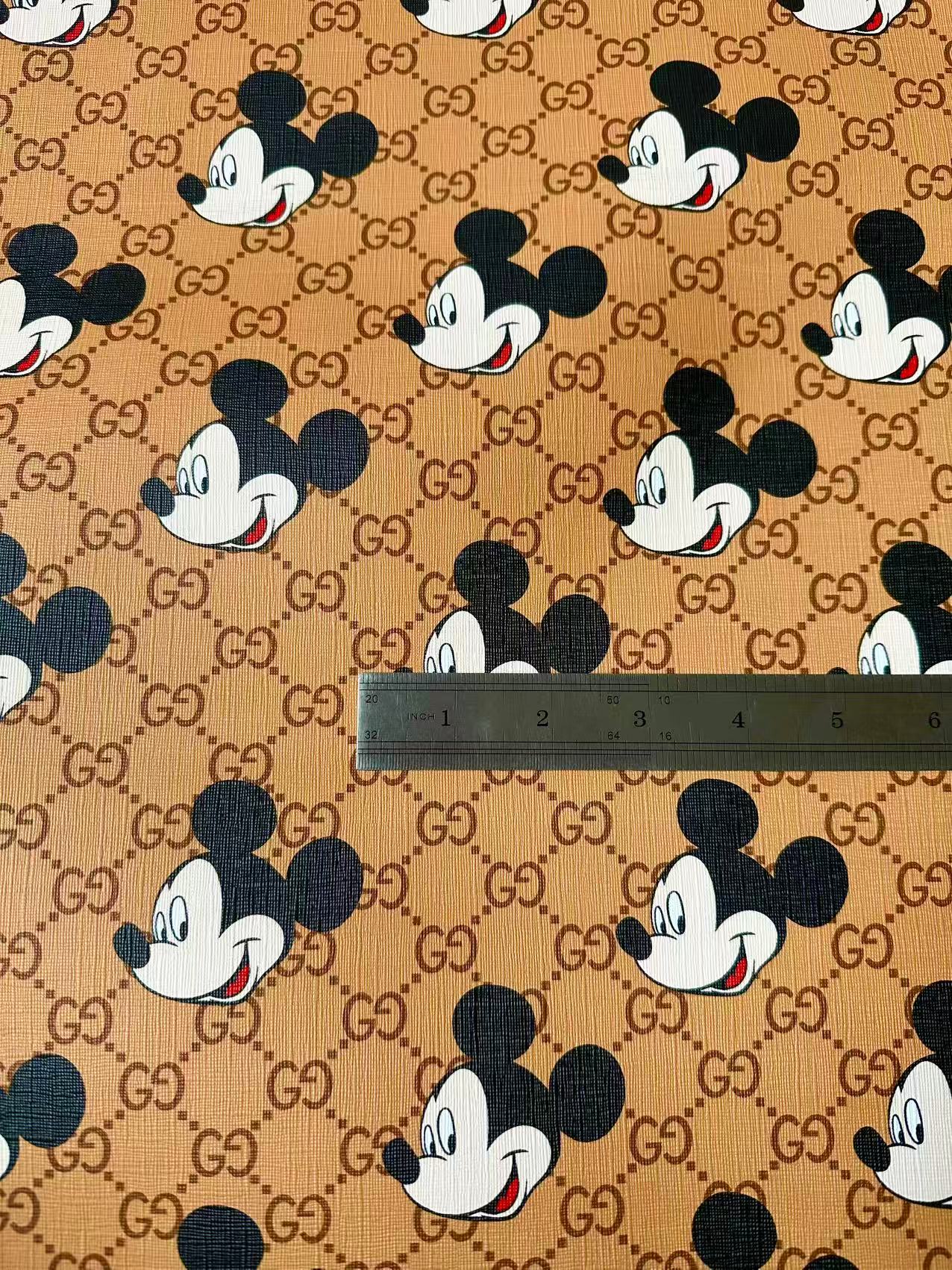 Fashion Gucci With Mickey Mouse Leather Fabric For Handmade Shoes, Sneaker ,Upholstery Goods By Yard