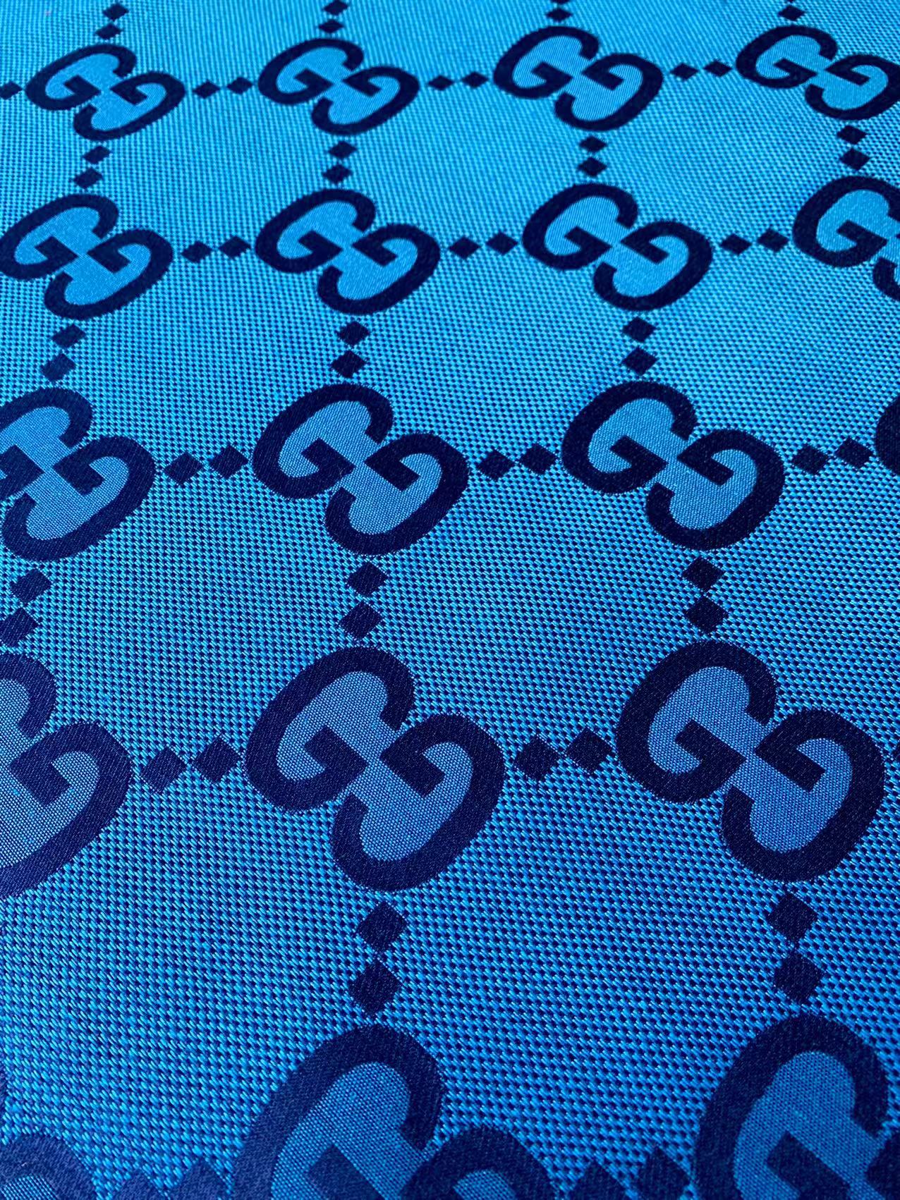 Classic Gucci 2.3 Inch Canvas Jacquard Cloth Fabric, GG Fabric,Handmade Clothing ,Fashion Sewing DIY Bags Fabric Shoes Fabric Hat Fabric Gucci Design By Yards (Sky Blue)
